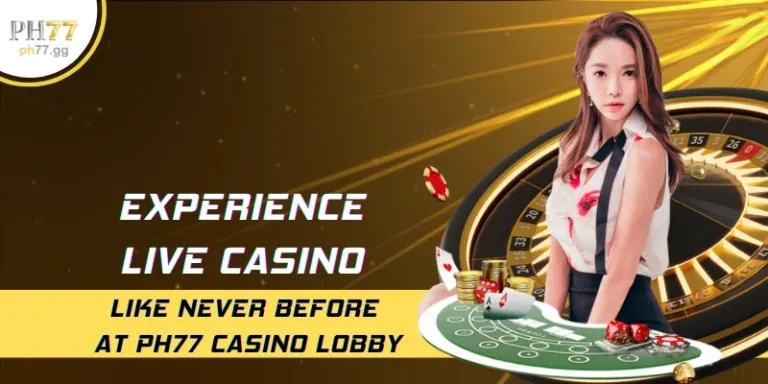 Sảnh Casino Trực tuyến CMD368 với các bàn chơi Baccarat, Roulette và dealer người thật